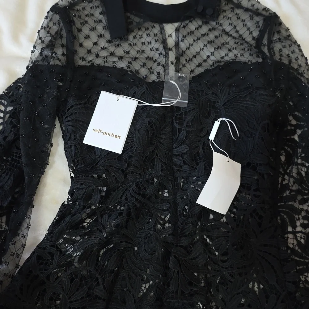 Self-Portrait Black Lace Blouse - Picture 3 of 9